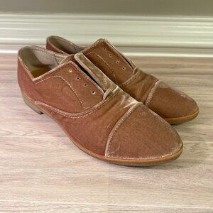 Dolce Vita Dusty Rose Pink Velvet Laceless Oxford Shoes, Women Size 8